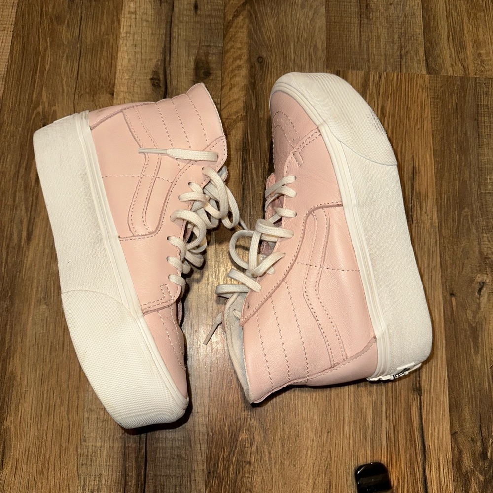 Pink Leather Sk8-Hi Vans